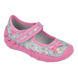 Befado children's slippers 109p218 pink with a bow