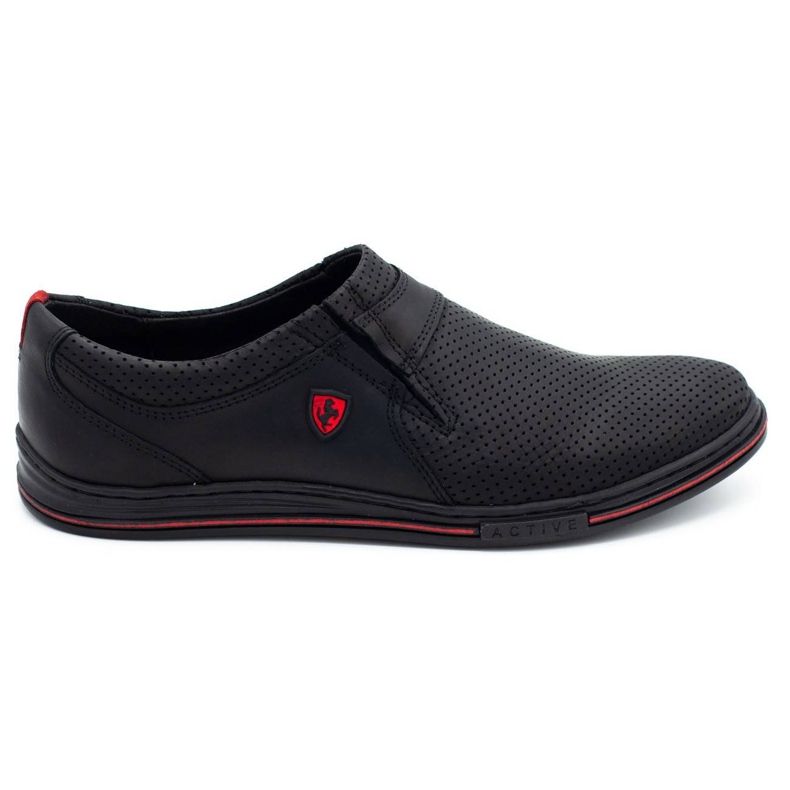 Polbut Men's leather shoes 362 black perforation