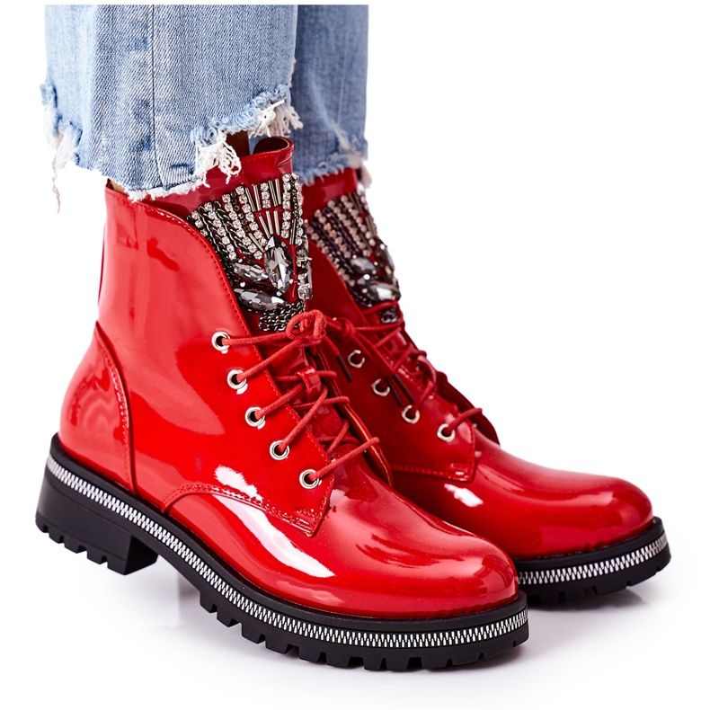 PS1 Lacquered Warm Workers With Red Attention Cubic Zirconia