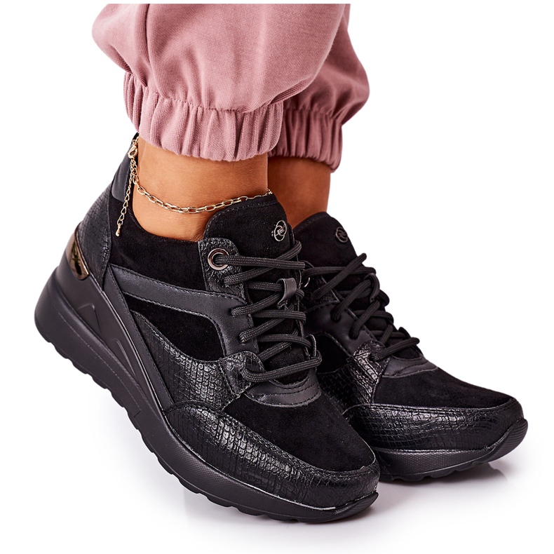 PE1 Black Temida Wedge Sneakers