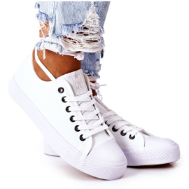 NEWS Women's Classic Sneakers White Ecoma With Silver Eyelets