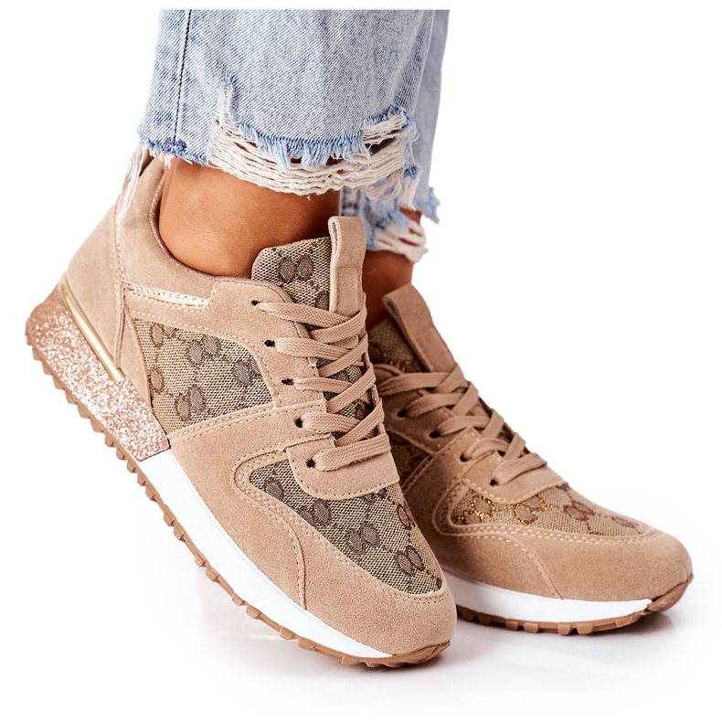 NEWS Sport Shoes Sneakers Beige and Gold Aruba brown