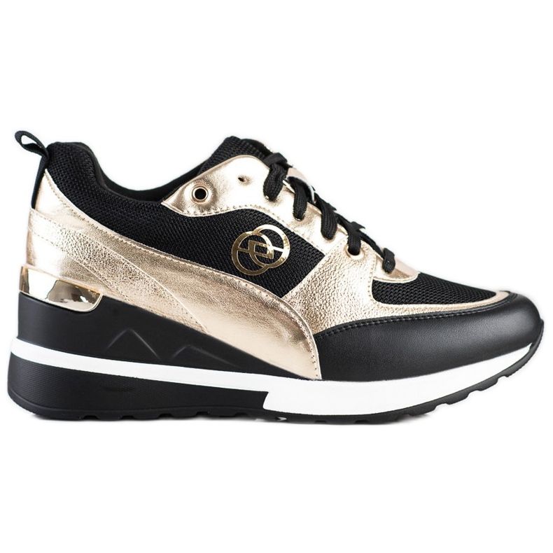 Evento Fashionable wedge sneakers black golden Evento Fashionable wedge sneakers black golden