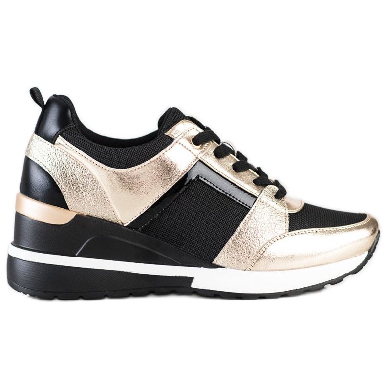 W. Potocki Stylish wedge sneakers black golden