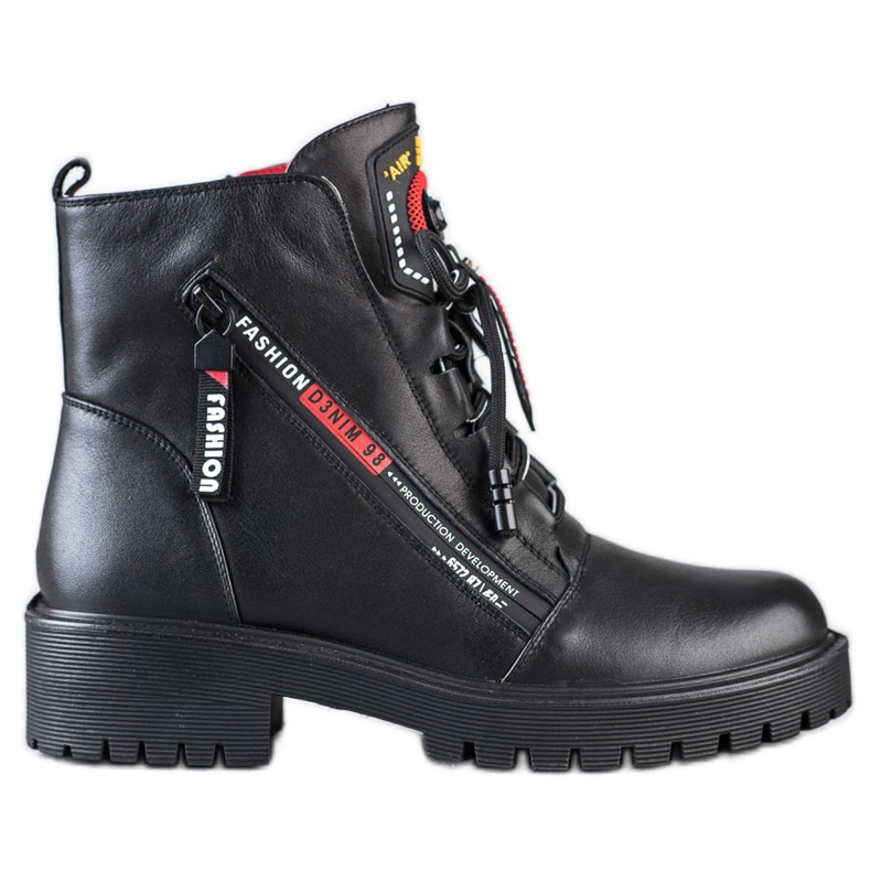 ARTIKER Leather Workers With Decorative Zipper black