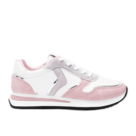 White and pink sneakers with metallic Delta details