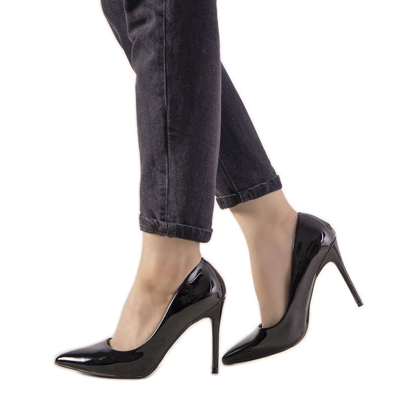 Black lacquered heels from Ibiza