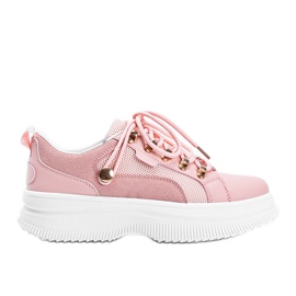 Pink sneakers on a high Tifel sole