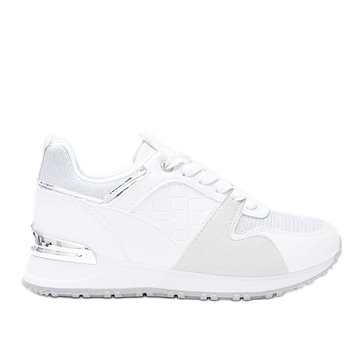 White sneakers with silver Yoisya accessories