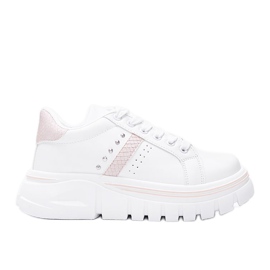 White sneakers with beige details on a high Alasana sole