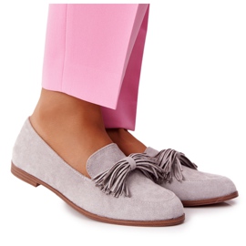 EVE Gray Suede Loafers With Fringes Alicante 21PB35-3530 grey