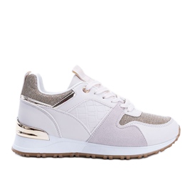 Beige sneakers with golden Yoisya accessories