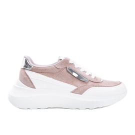 Beige sneakers with a thick Hella sole white khaki