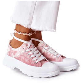 FJ1 Pink Sneakers With Tie-Dye Travel Time Effect white