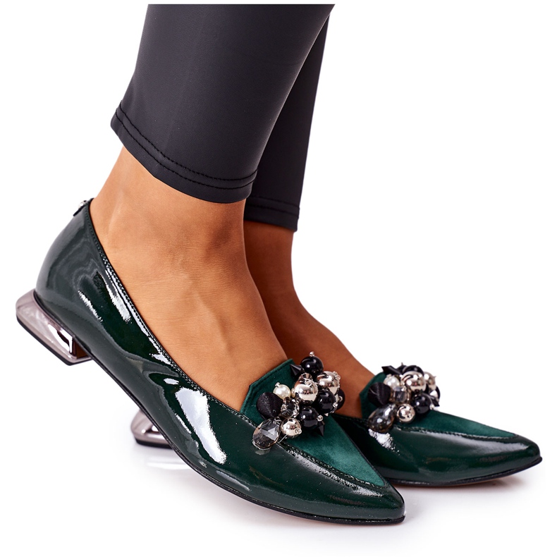Women's Ballerinas Laura Messi Leather Green 2157