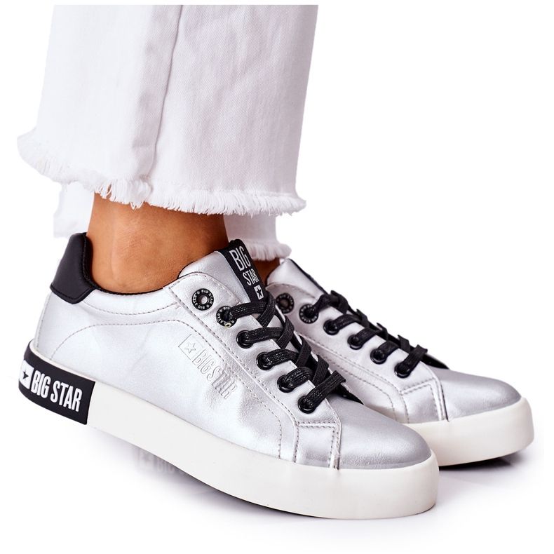 Women's Leather Sneakers Big Star II274034 Silver Women's Leather Sneakers Big Star II274034 Silver