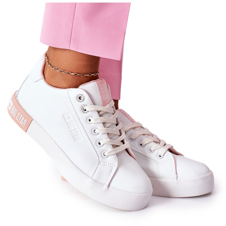 Women's Leather Sneakers Big Star II274033 White-Pink