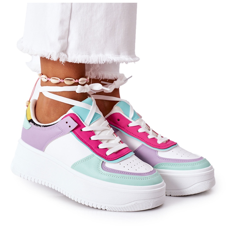 Sport Shoes Sneakers On The Platform White-Violet Freedom multicolored