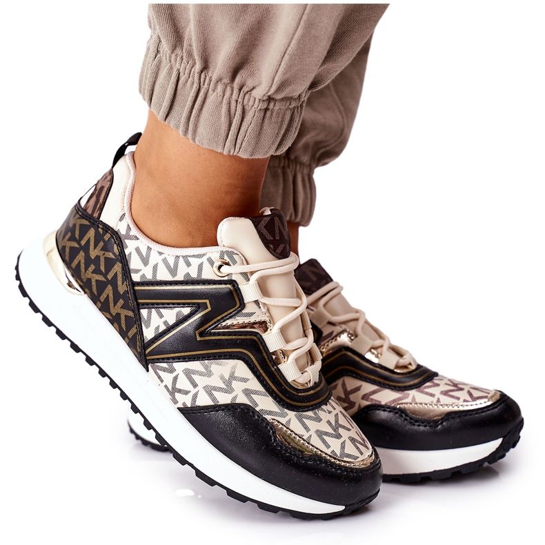Logowane Sport Shoes Sneakers Beige and Black Always
