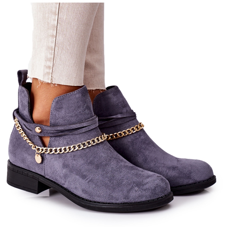 PS1 Suede boots with a chain Blue Elvira