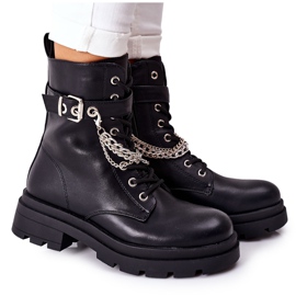 Black Worker Boots With Chain Midtown