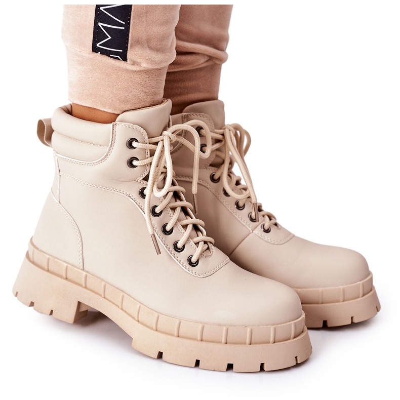 Big Star Timberki Boots Traperki Beżowe Mustgrow beige