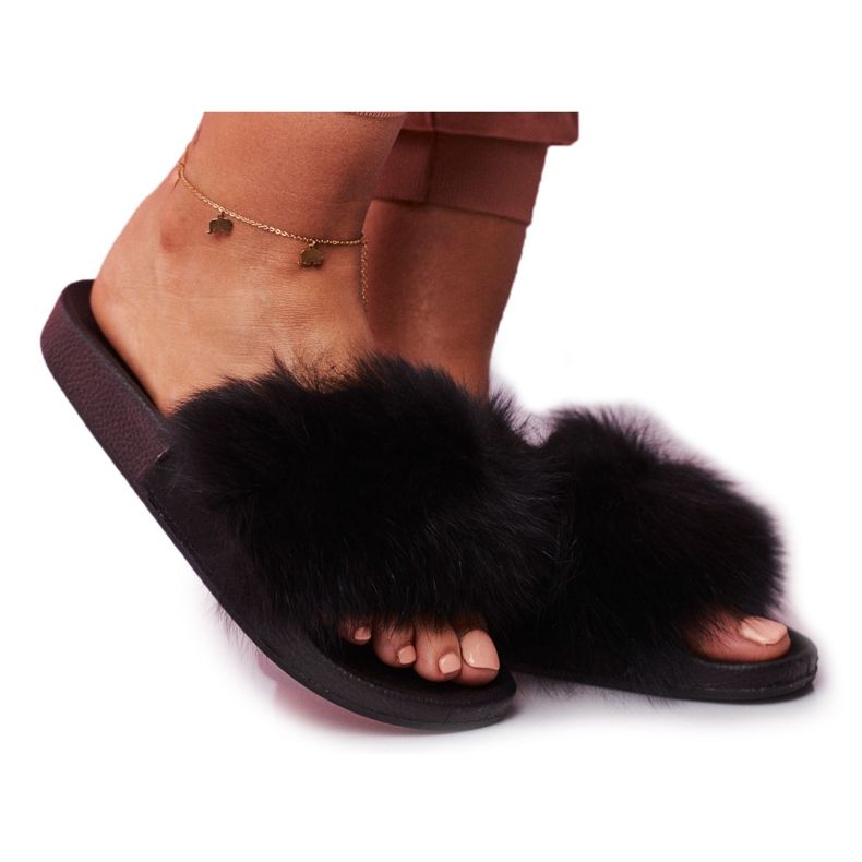 PS1 Women's slippers with fur Black Belmondo PS1 Women's slippers with fur Black Belmondo