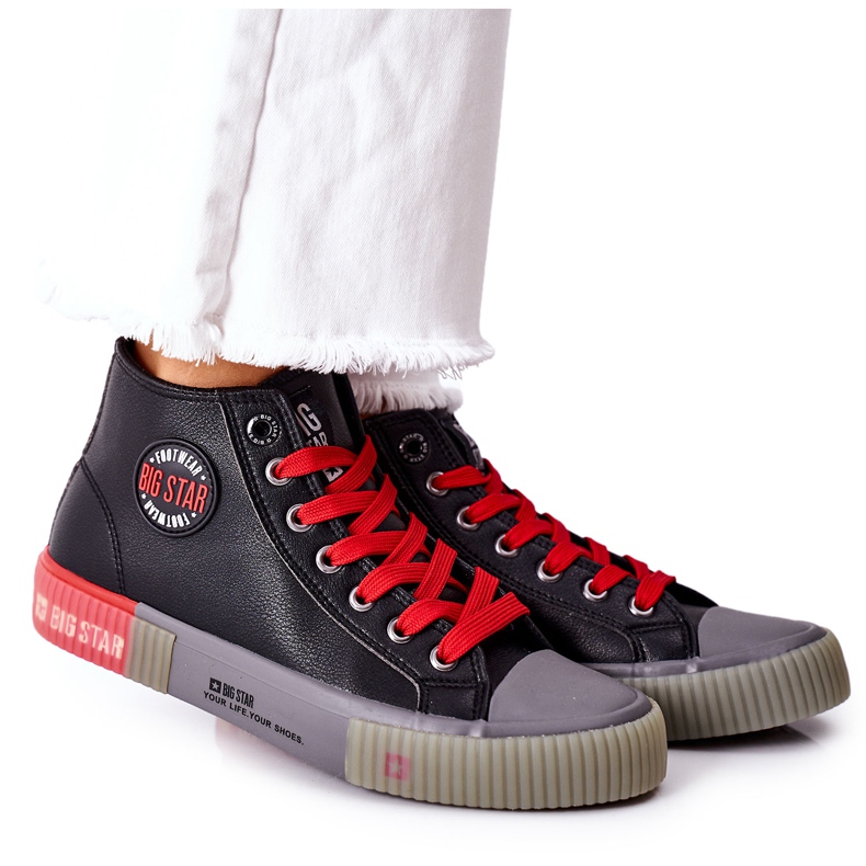 Leather High Sneakers Big Star II274139 Black red Leather High Sneakers Big Star II274139 Black red