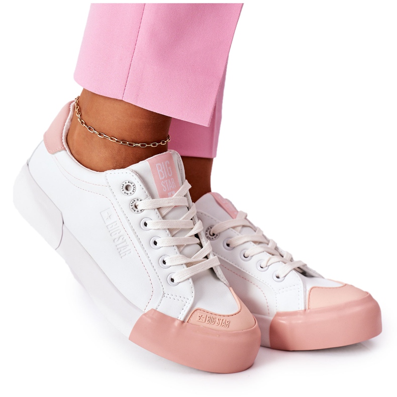 Women's Leather Sneakers Big Star II274027 White pink
