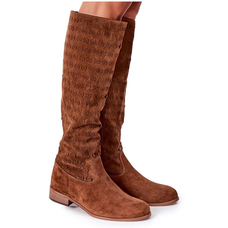 Alberto Violli Montana Brown Suede Boots With Openwork Pattern