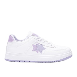White and purple sneakers with Polja stars