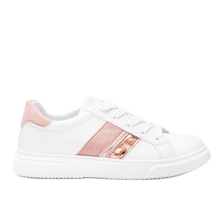 White and pink sneakers on a thick Tituana sole