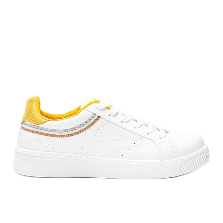 White and yellow sneakers with a thick Meia sole