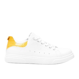 BM White and yellow sneakers on a thick Influ sole