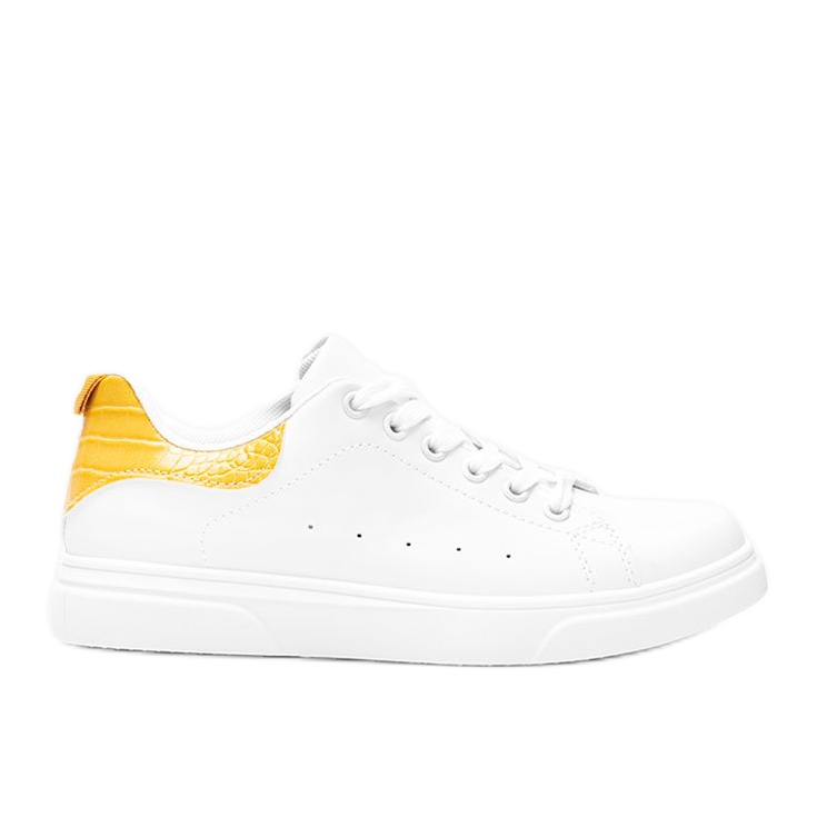 BM White and yellow sneakers on a thick Influ sole