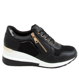 Black wedge sneakers Y9529 Black