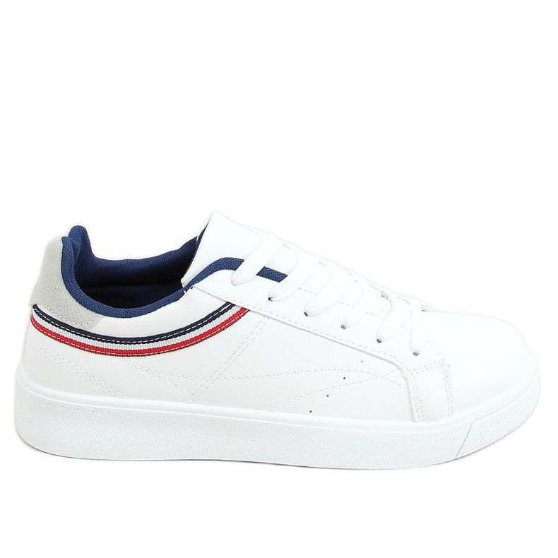 White women's sneakers B0-686 WHITE / RED