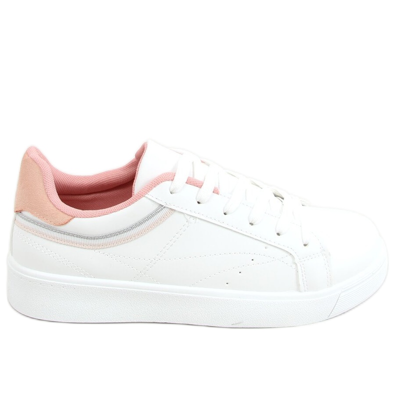 White women's sneakers B0-686 WHITE / PINK