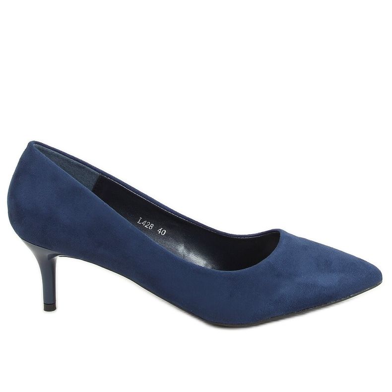 Pumps on a low heel navy blue L428 Blue