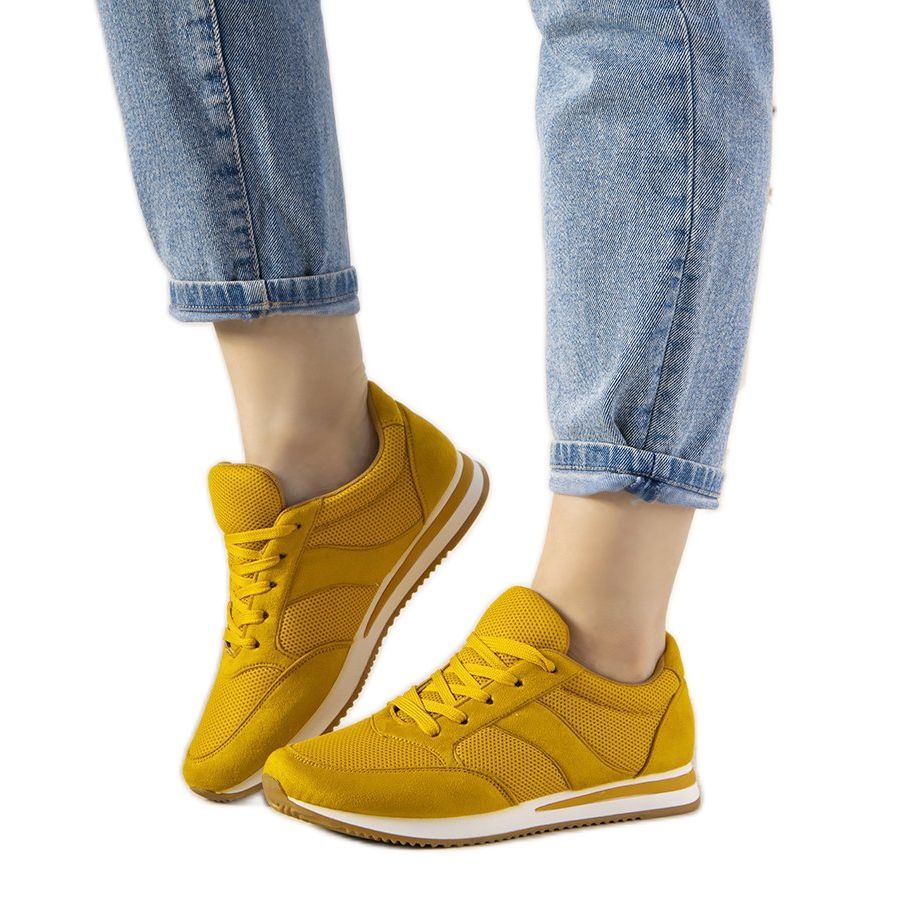 Mustard yellow tennis shoes best sale