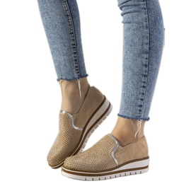 Slip-on silver shoes with GF-FD9 studs beige Slip-on silver shoes with GF-FD9 studs beige