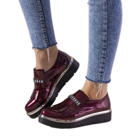 Maroon slip ons with GF-FD9 studs red