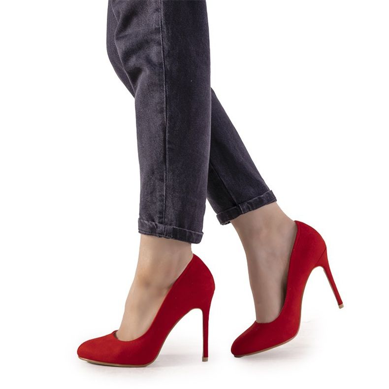 Red pumps on a Dermeno heel