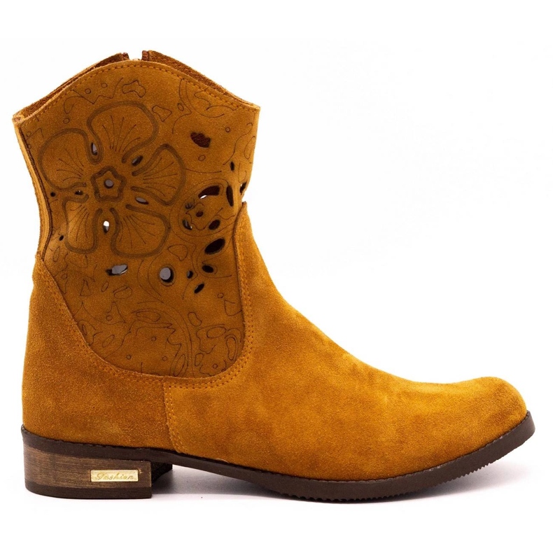 Olivier Comfortable Jess red openwork boots brown