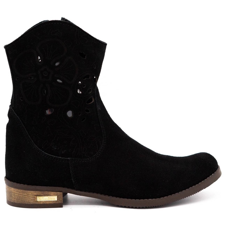 Olivier Comfortable Jess black openwork boots