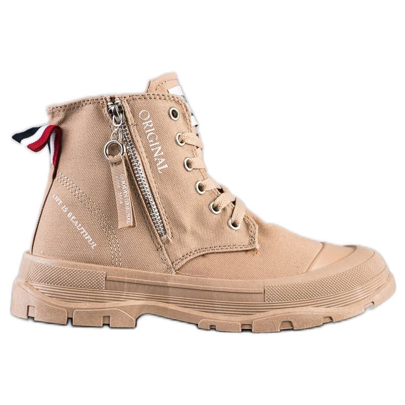 Goodin Sneakers With Decorative Zipper beige