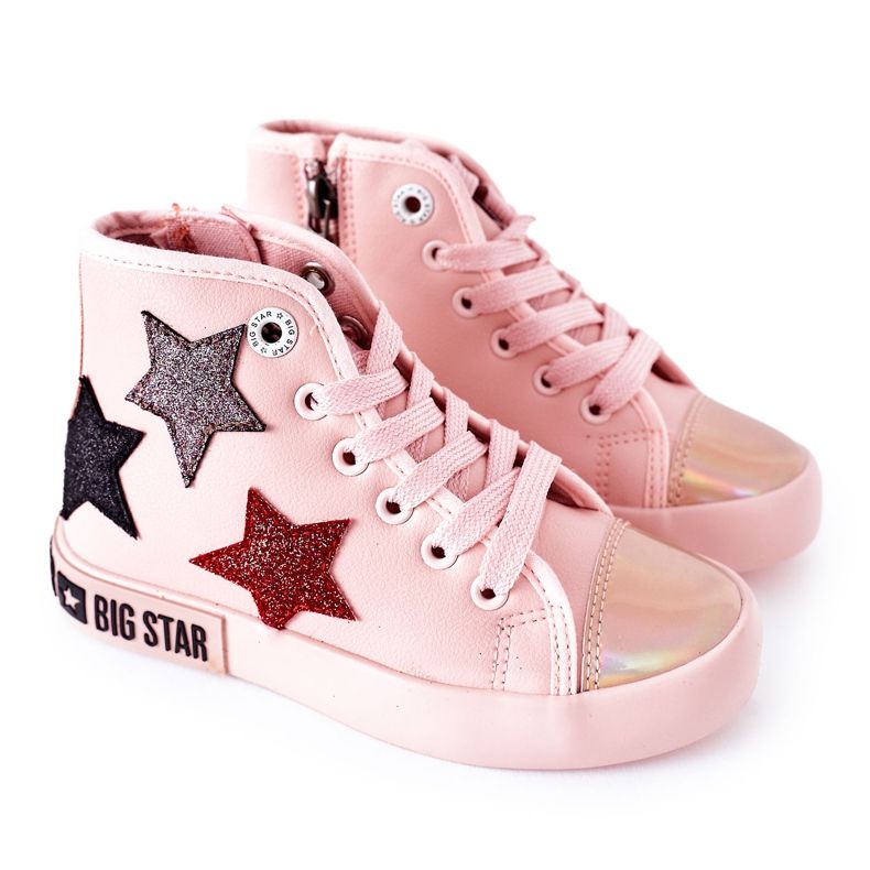 Children's High Sneakers With a zipper Big Star II374030 Pink multicolored