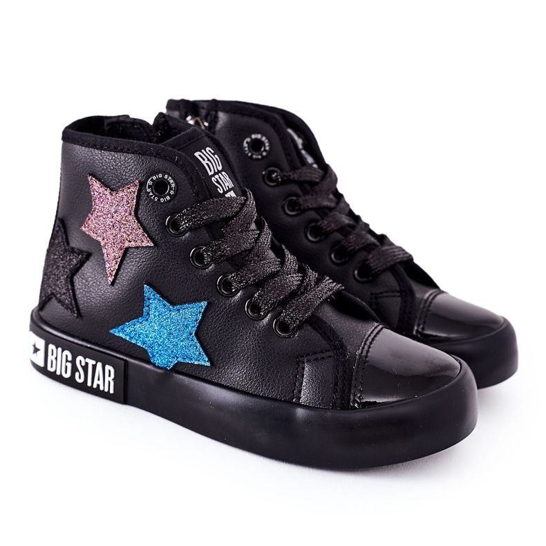 Children's High Sneakers With a Zipper Big Star II374028 Black multicolored