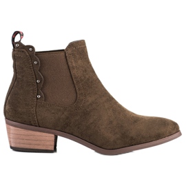 J. Star Brown Booties On A Low Post J. Star Brown Booties On A Low Post