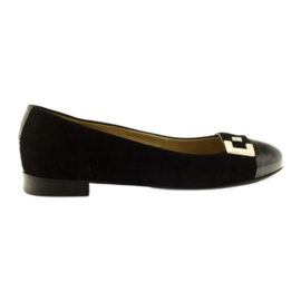 Women's leather ballerinas with decoration 1587 EDEO black